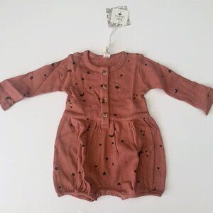 Kate Quinn Organics Baby Girl Long Sleeve Front Button Belted Bubble 12-18 month